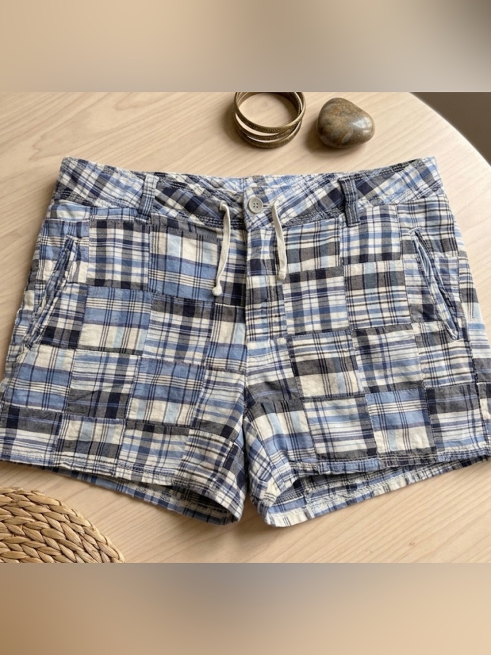 Gap size 20 blue plaid madras patchwork shorts